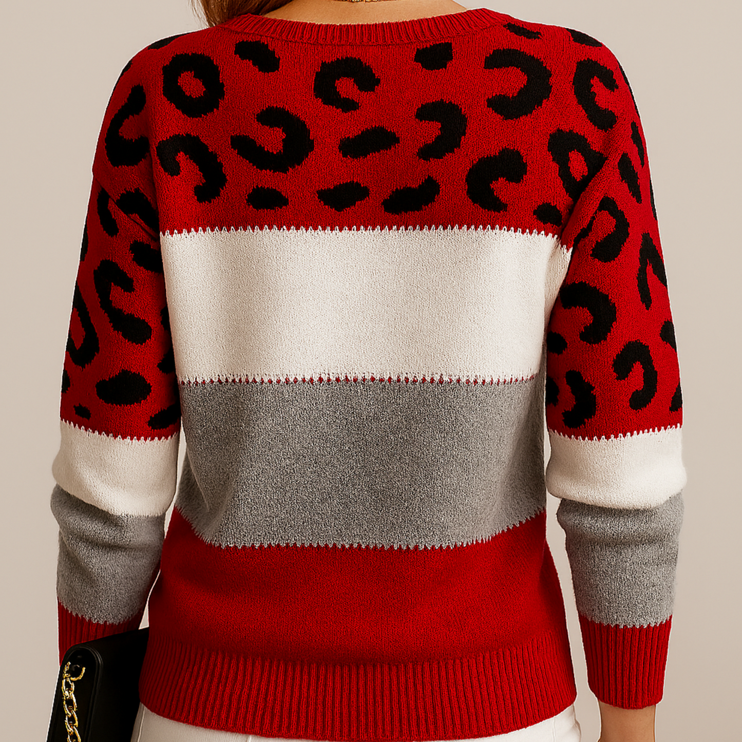 Valentina | Suéter de Punto con Panel de Leopardo para Mujer 5