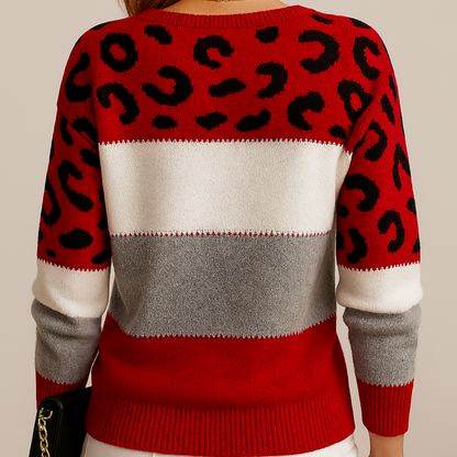 Valentina | Suéter de Punto con Panel de Leopardo para Mujer 5
