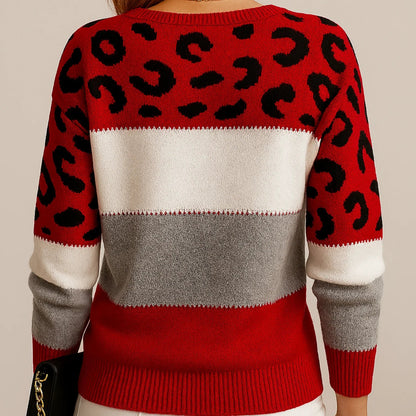 Valentina | Suéter de Punto con Panel de Leopardo para Mujer 7