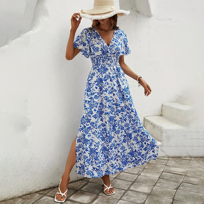 Valentina | Vestido Largo Bohemio de Verano con Cuello en V para Mujer 0