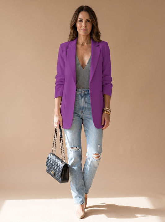 Blazer ADALYN de mujer con solapa y diseño abierto en look smart casual