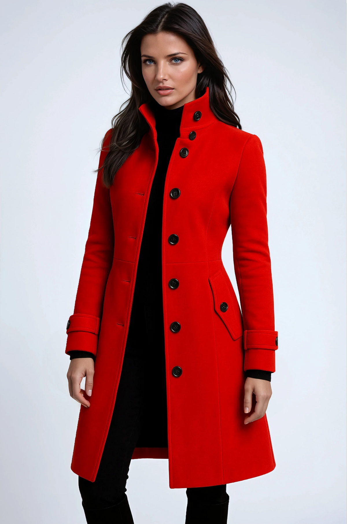 Abrigo AMBERLYN de invierno combinado con look casual de vaqueros