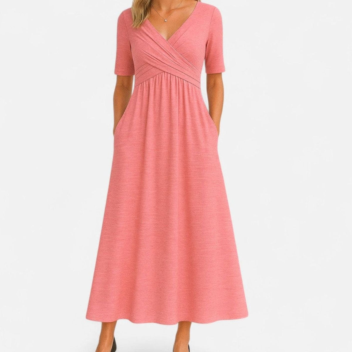 Vestido midi AMBRELLE combinado con complementos para look de oficina