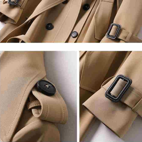 Trench coat AMELVIRA con doble botonadura para mujer, vista frontal completa