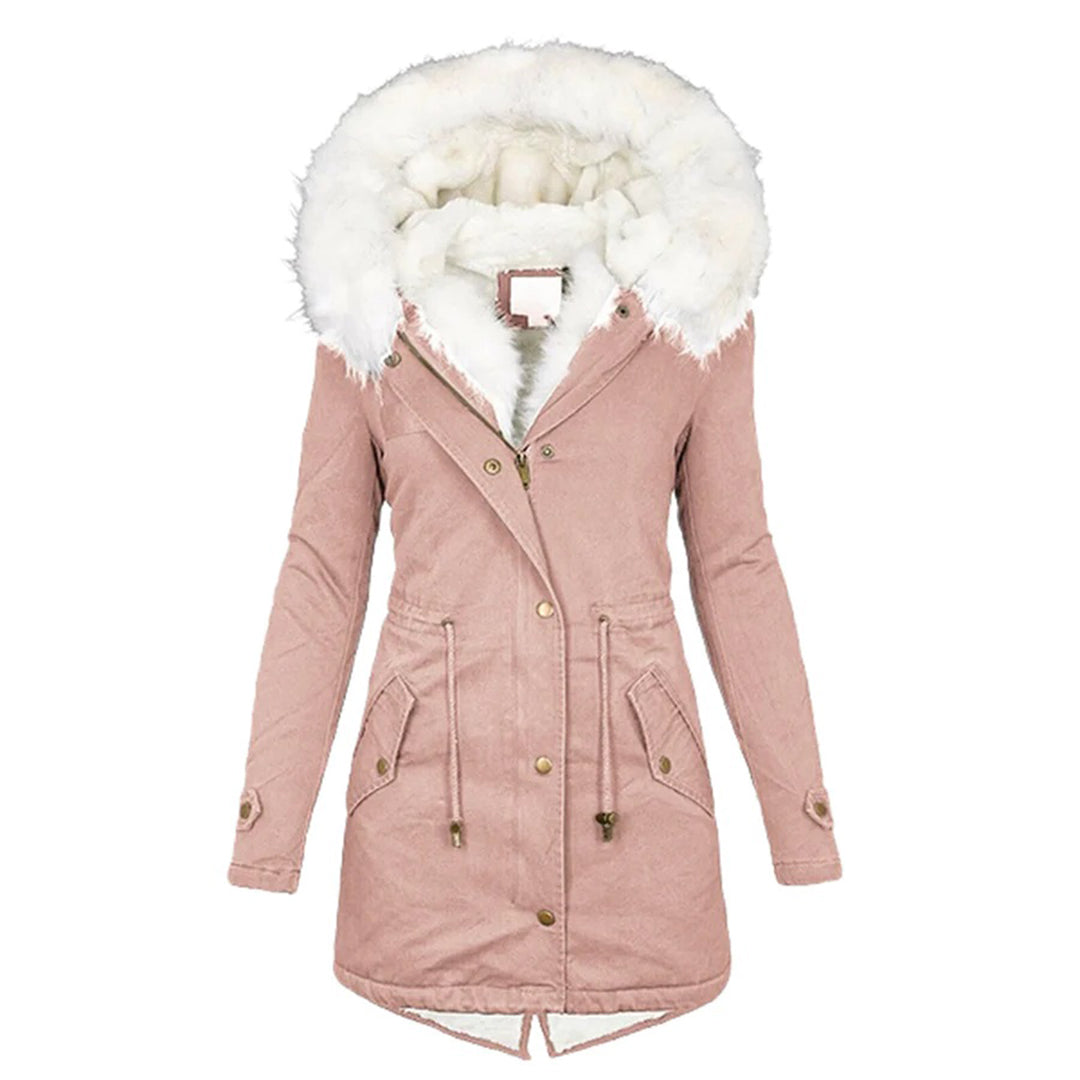 Textura y acabado del tejido acolchado del abrigo de invierno para mujer