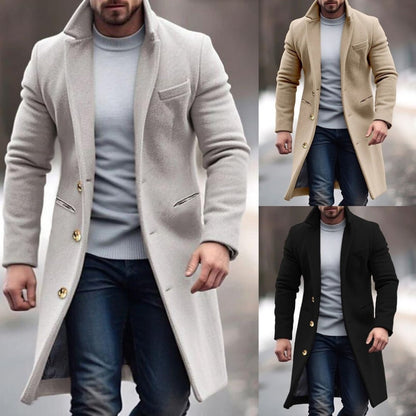 Abrigo BALDWYN de lana en tono neutro, corte regular para hombre