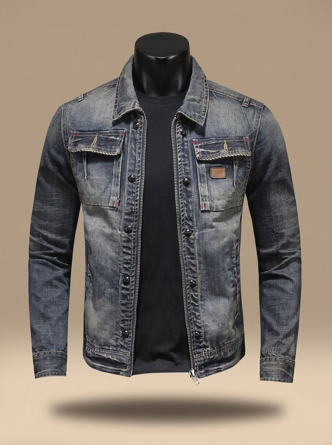 Cazadora vaquera trucker BRACKTON con lavado vintage y doble cierre para hombre