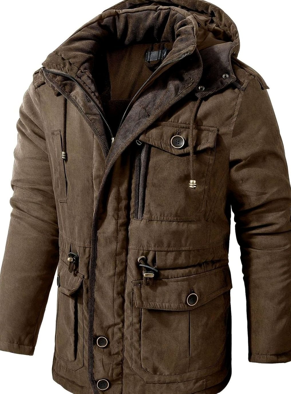 Chaqueta acolchada con capucha BRAKVOR para hombre, vista frontal completa