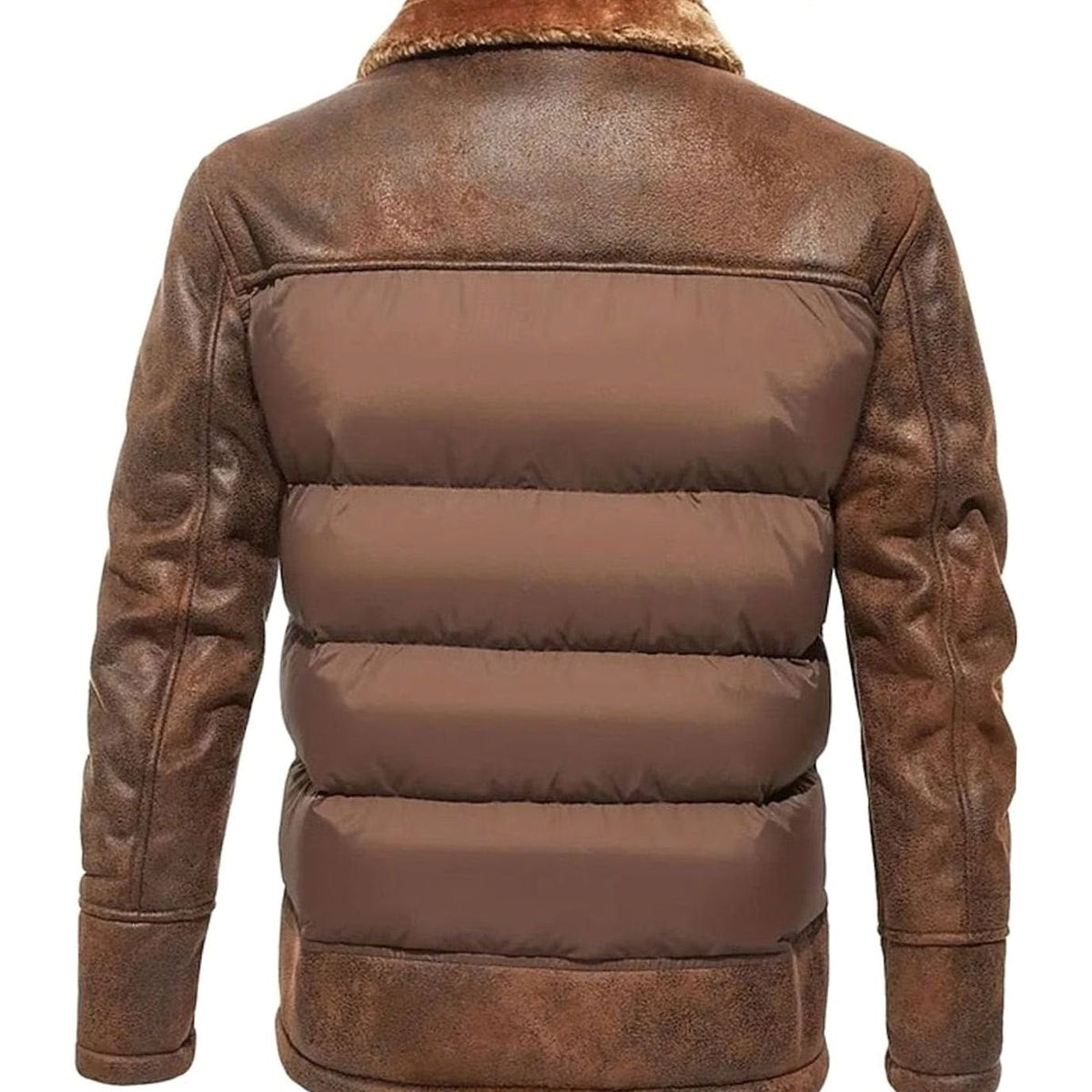 Chaqueta hombre acolchada con mangas efecto piel vista lateral