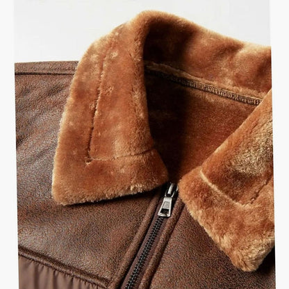 Bolsillos delanteros de la chaqueta acolchada efecto piel para hombre