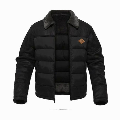 Chaqueta acolchada hombre en color marrón oscuro efecto piel