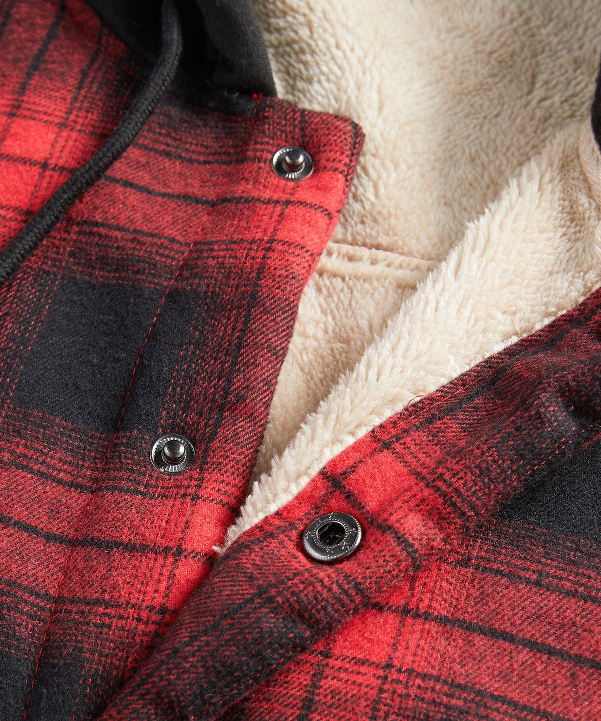 Chaqueta de hombre con estampado de cuadros rojo y negro, vista trasera