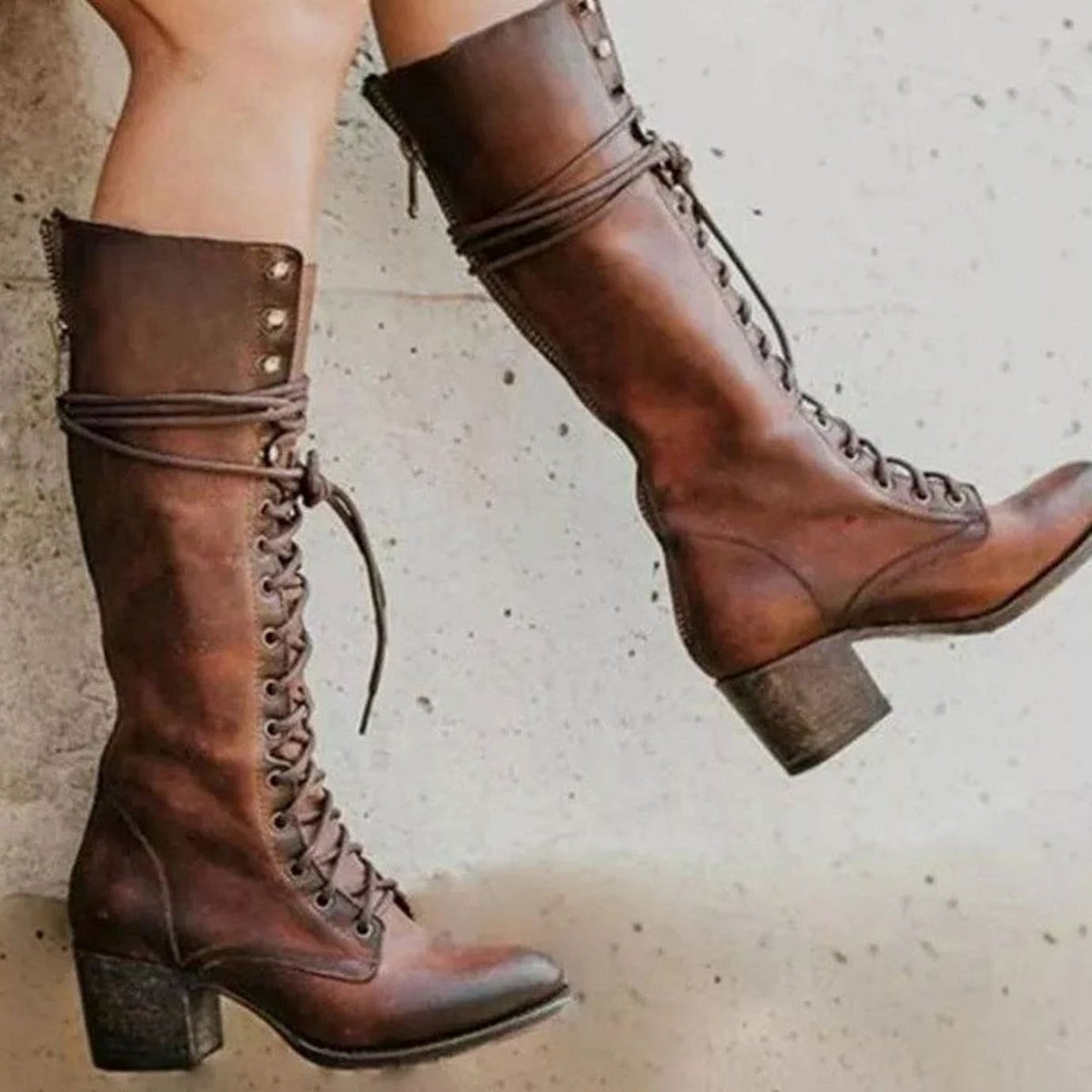 Botas hasta la rodilla con cremallera lateral para mujer