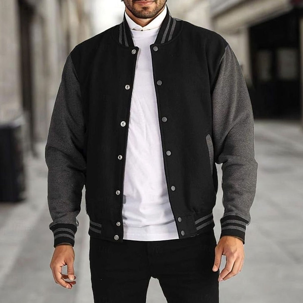 Cazadora bomber BRAXWELL combinada con camisa para look casual