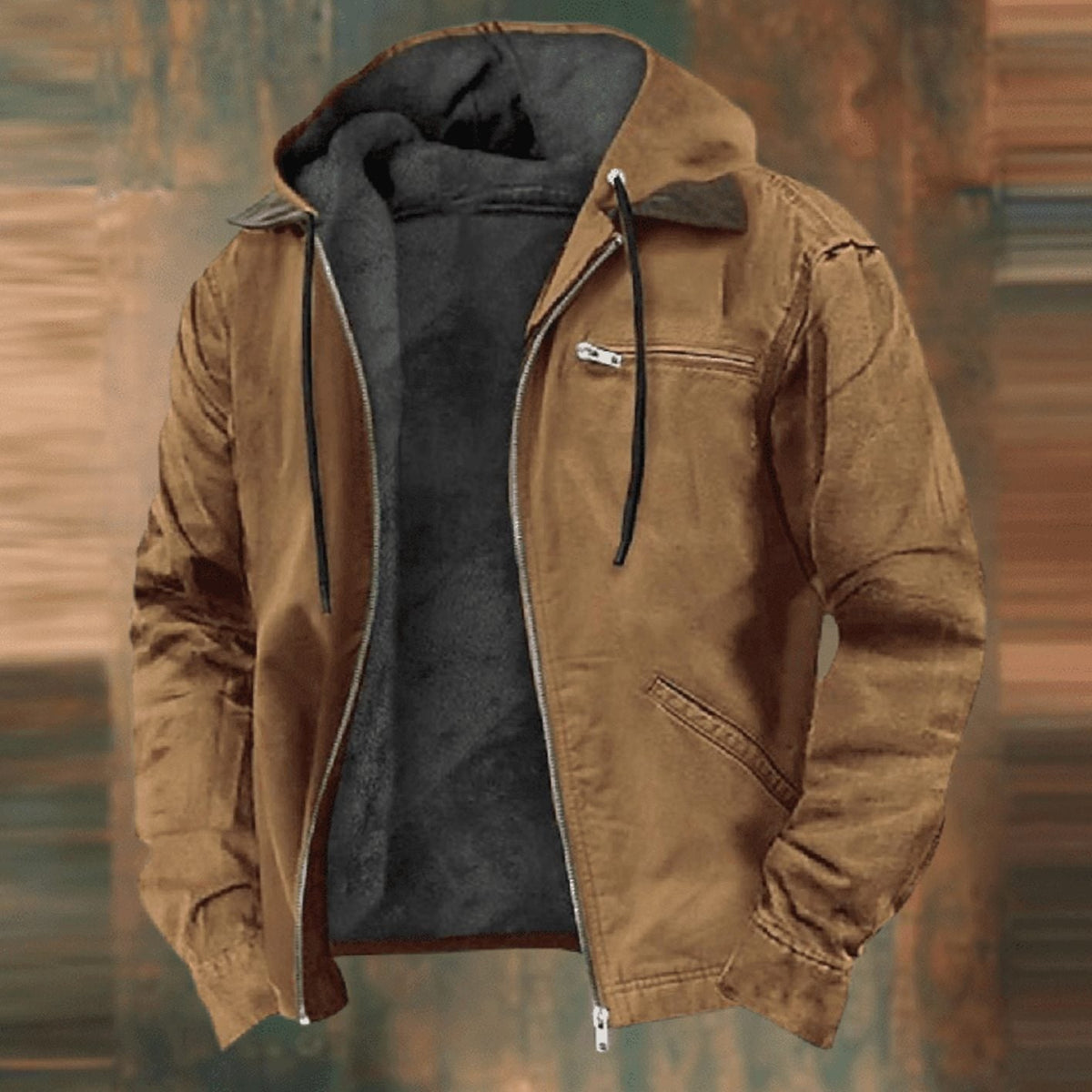 Chaqueta con capucha y forro polar BRENNER para hombre en color liso