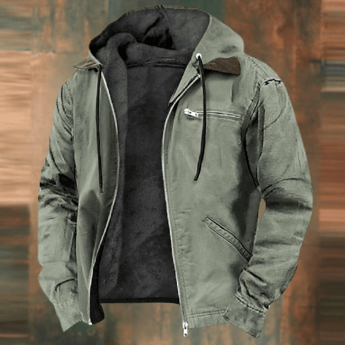 Chaqueta BRENNER vista de espaldas mostrando la capucha