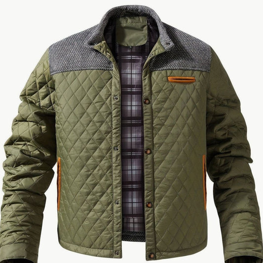 Chaqueta acolchada de hombre con cuello alto y cierre de broches en color a elegir