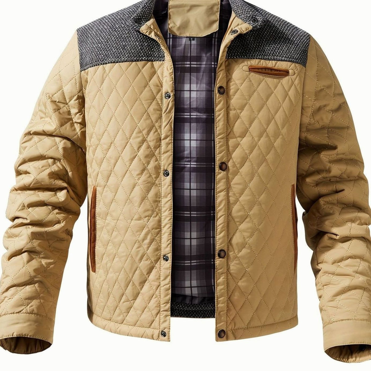 Chaqueta acolchada de hombre en color azul marino con cierre de broches