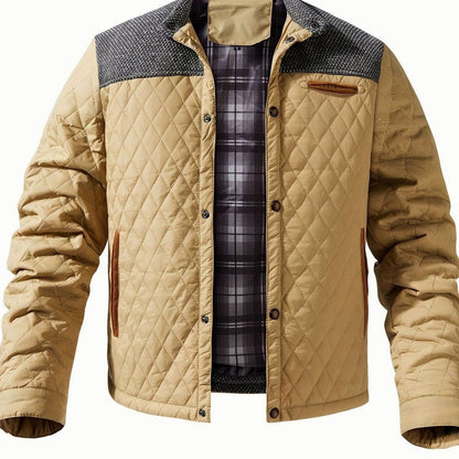 Chaqueta acolchada de hombre en color azul marino con cierre de broches