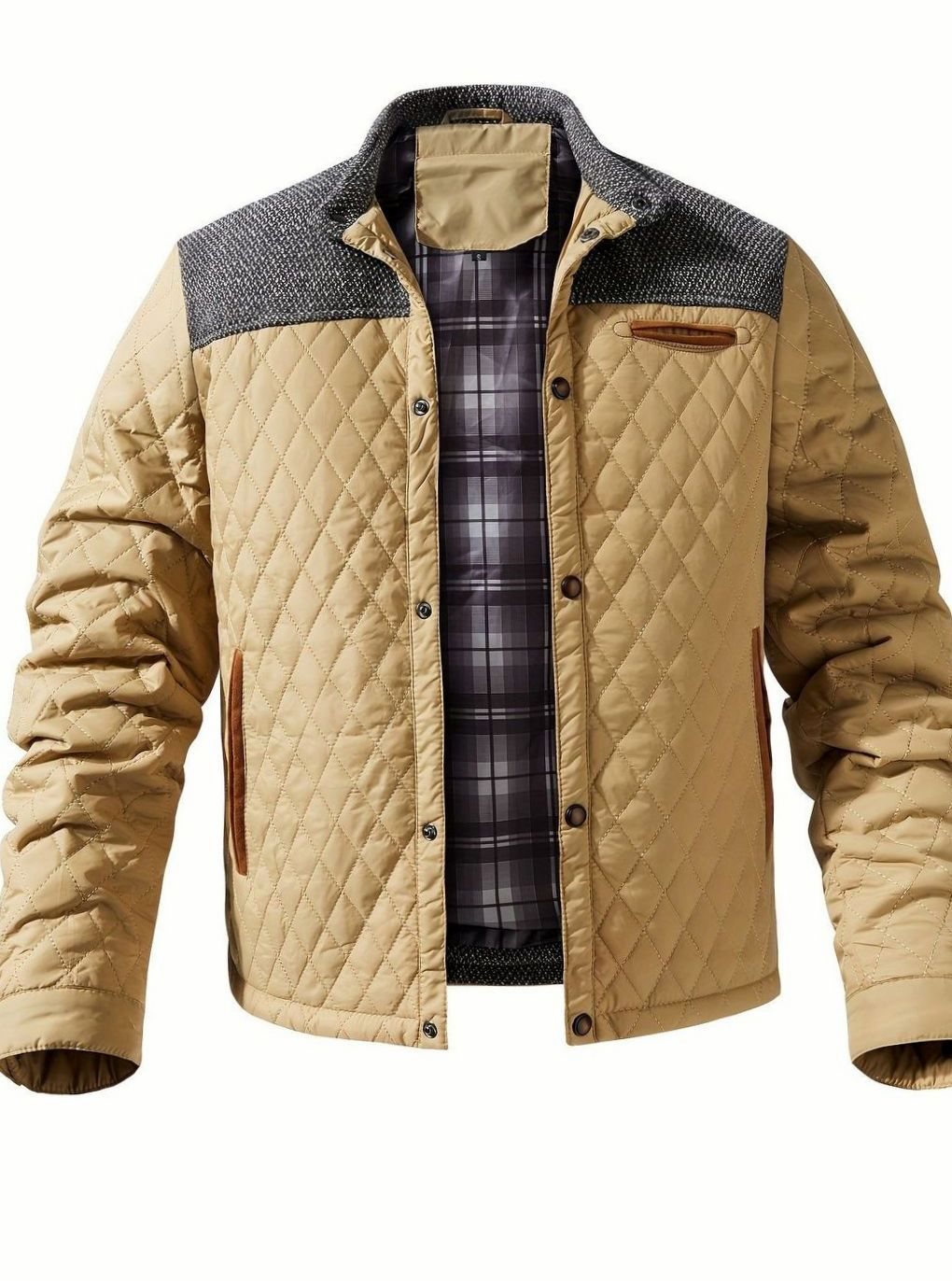 Bolsillo de pecho con detalle en la chaqueta acolchada para hombre