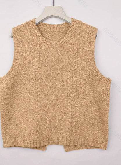 Chaleco de punto combinado con camisa de cuello para look de oficina