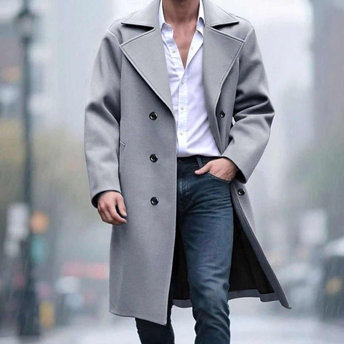 Abrigo largo BRODERICK en color gris oscuro para hombre