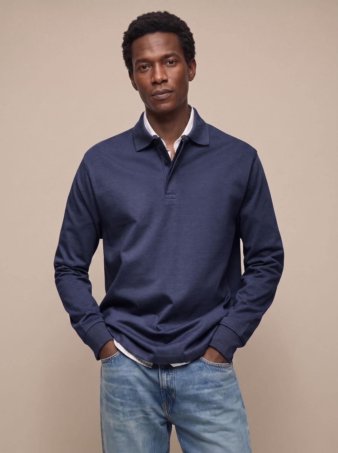 Puños acanalados del polo de manga larga BROGEN para hombre