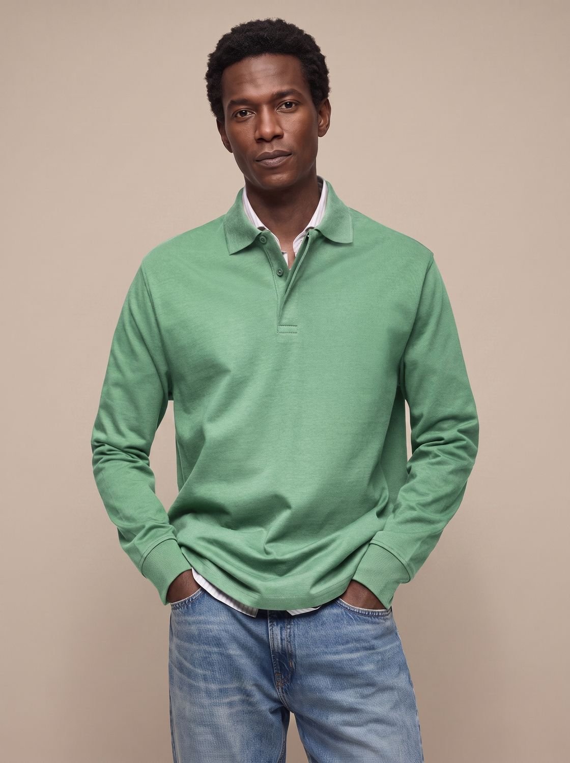 Vista trasera del polo de manga larga BROGEN para hombre