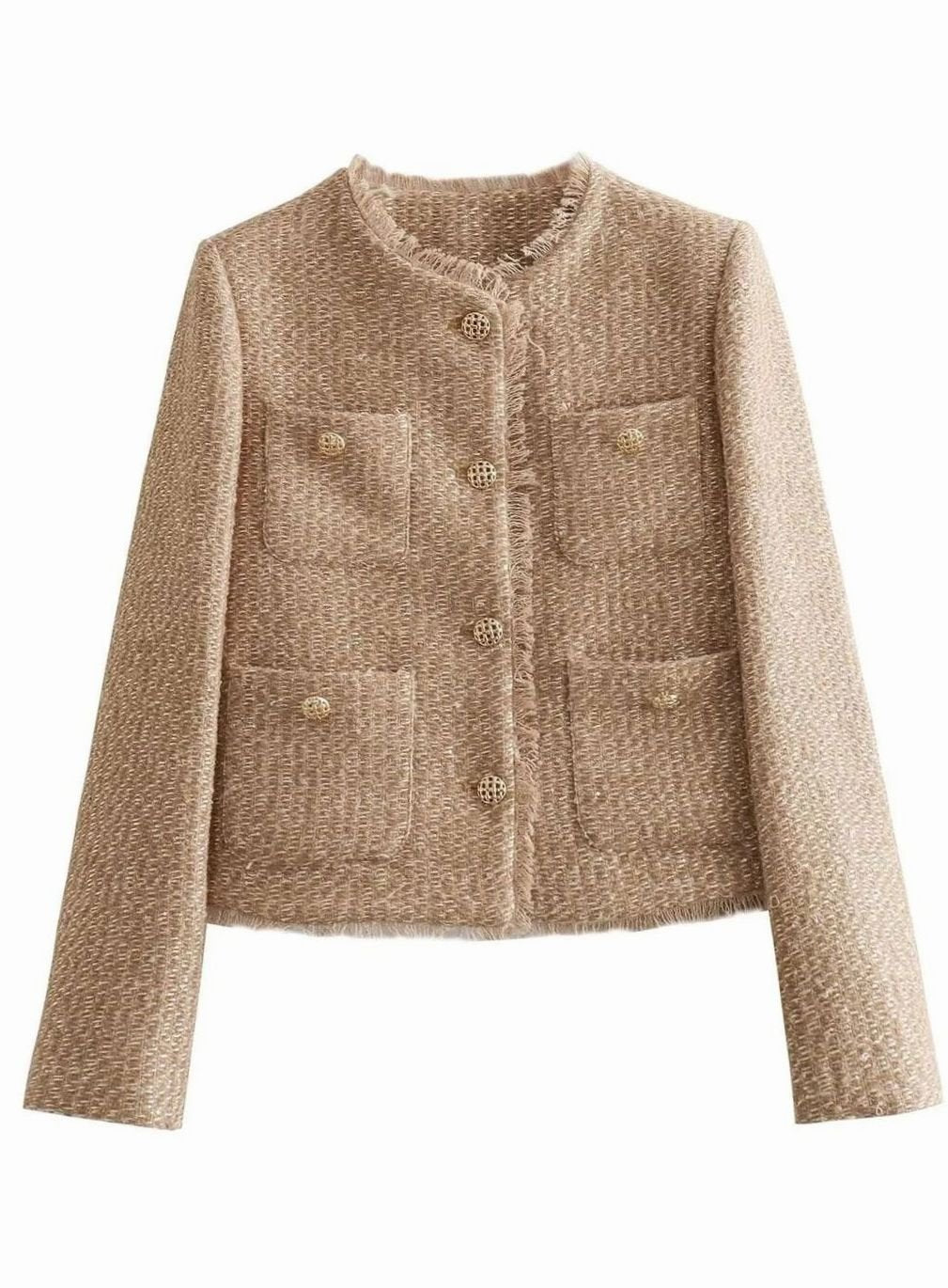 Americana de tweed para mujer combinada con blusa para look de oficina