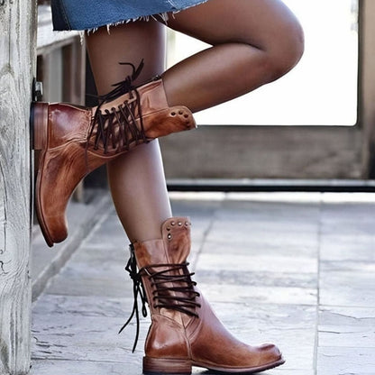 Botines western DAKOTA de mujer con cordones traseros y tacón de bloque