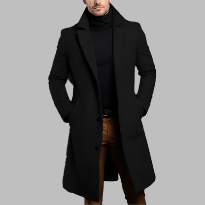Abrigo largo DAMIAN de hombre en color negro, corte elegante para invierno