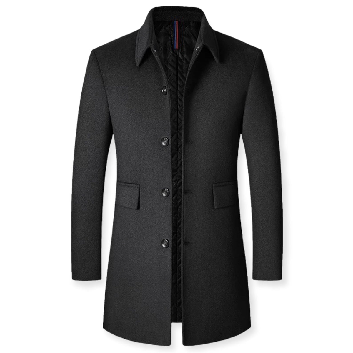 Abrigo DAMIÁN slim fit para hombre con botones frontales y cuello de solapa clásica