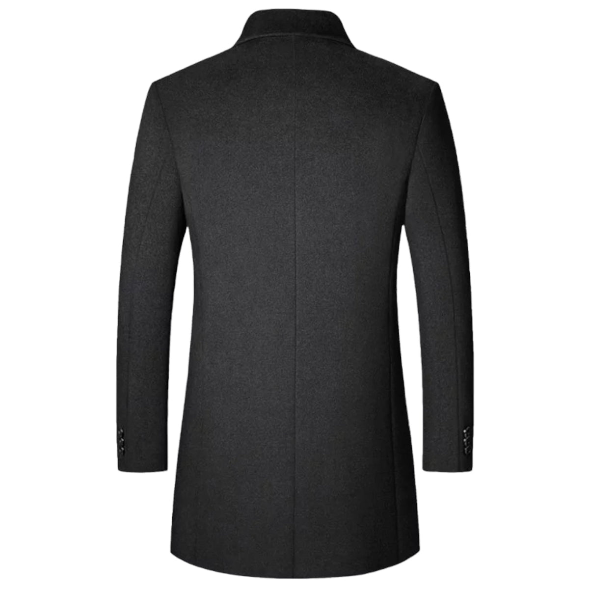 Detalle del abrigo DAMIÁN de hombre, corte slim fit y diseño elegante con botones