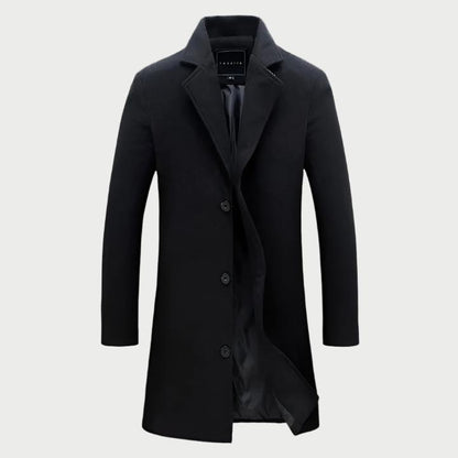 Abrigo largo entallado DARIO para hombre en color negro, corte slim fit de invierno