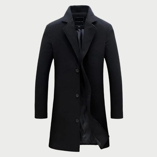 Abrigo largo entallado DARIO para hombre en color negro, corte slim fit de invierno