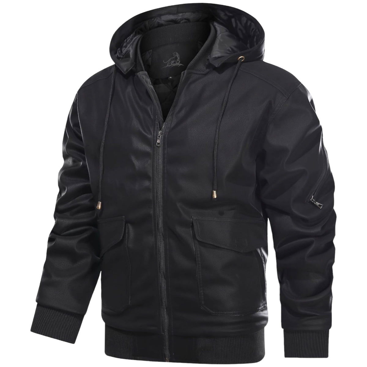 Vista frontal del abrigo grueso DARKO para hombre con capucha ajustable