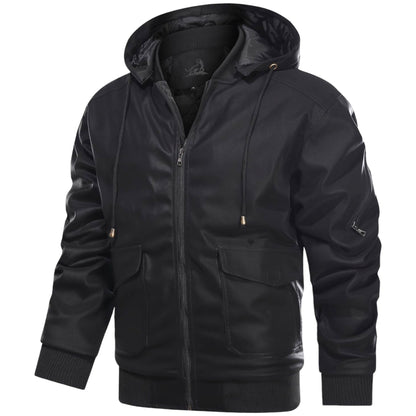 Vista frontal del abrigo grueso DARKO para hombre con capucha ajustable