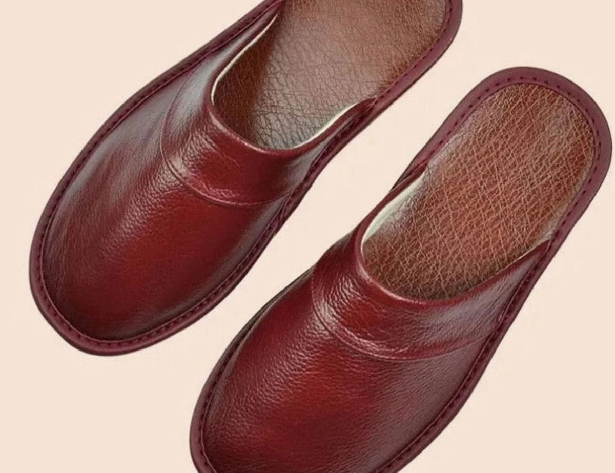 Zapatillas de casa de piel para hombre DOMENICO, estilo mule de talón abierto
