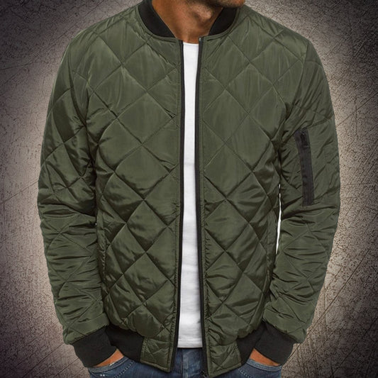 Cazadora bomber acolchada DRAYMON para hombre, vista frontal con cremallera cerrada