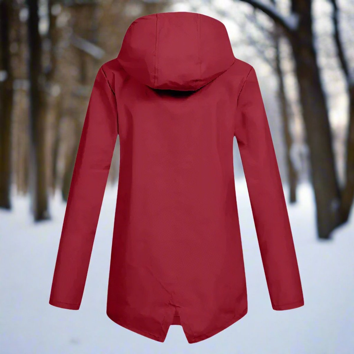 Chaqueta de lluvia color café con capucha ajustable