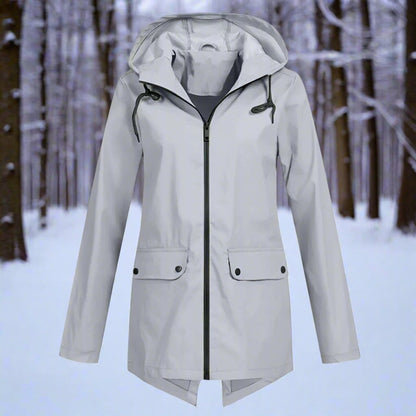 Chaqueta impermeable larga en color azul para mujer