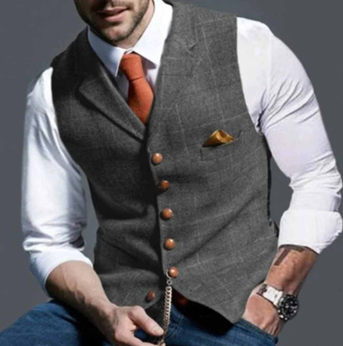 Chaleco de hombre FALDRICK combinado con traje de oficina