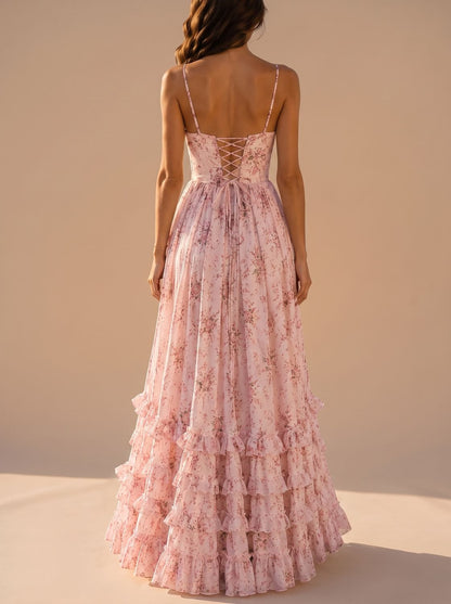 Vestido boho floral combinado para look de fiesta o boda