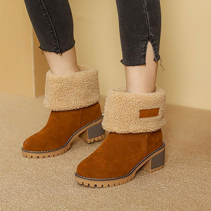 Botas de nieve FRENORA para mujer con puño de sherpa y tacón ancho