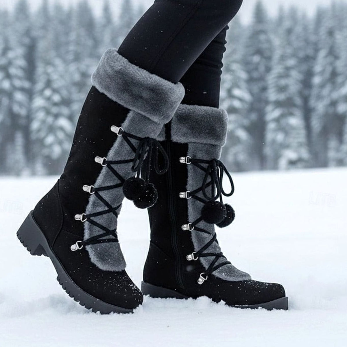 Botas de nieve FROSTILLE para mujer con ribete de pelo y cordones