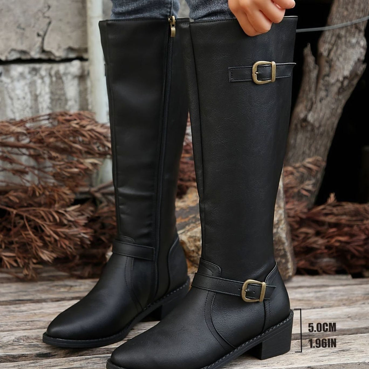 Vista frontal completa de las botas altas de mujer GALENZA