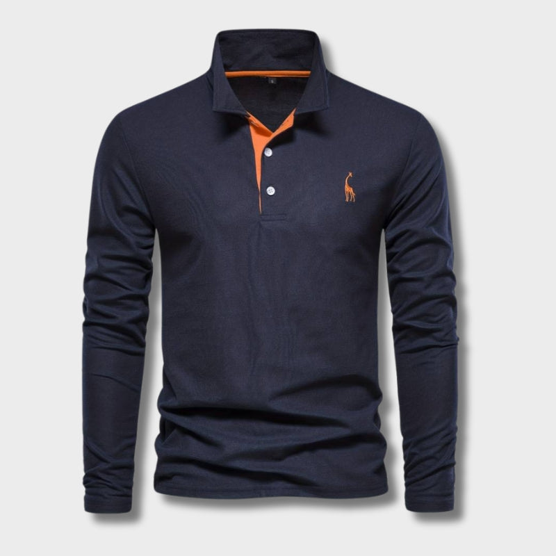 Polo GARETH de manga larga para hombre con cuello en contraste