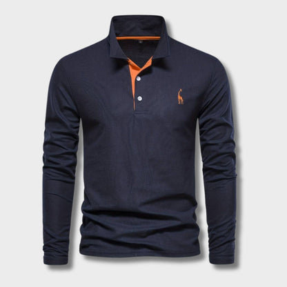 Polo GARETH de manga larga para hombre con cuello en contraste