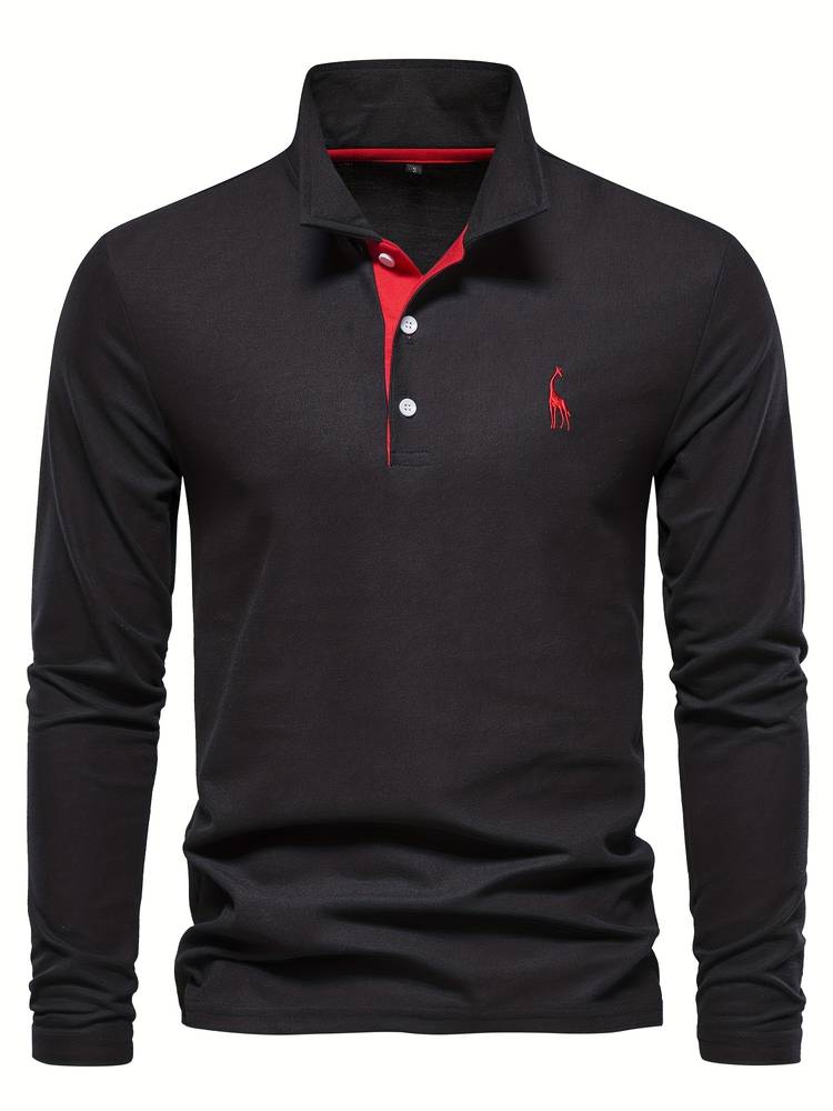 Detalle del cuello y puños con contraste del polo GARETH