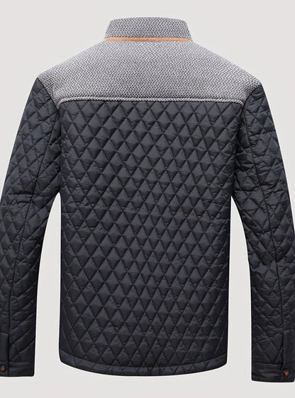 Chaqueta acolchada combinada con jersey de cuello redondo